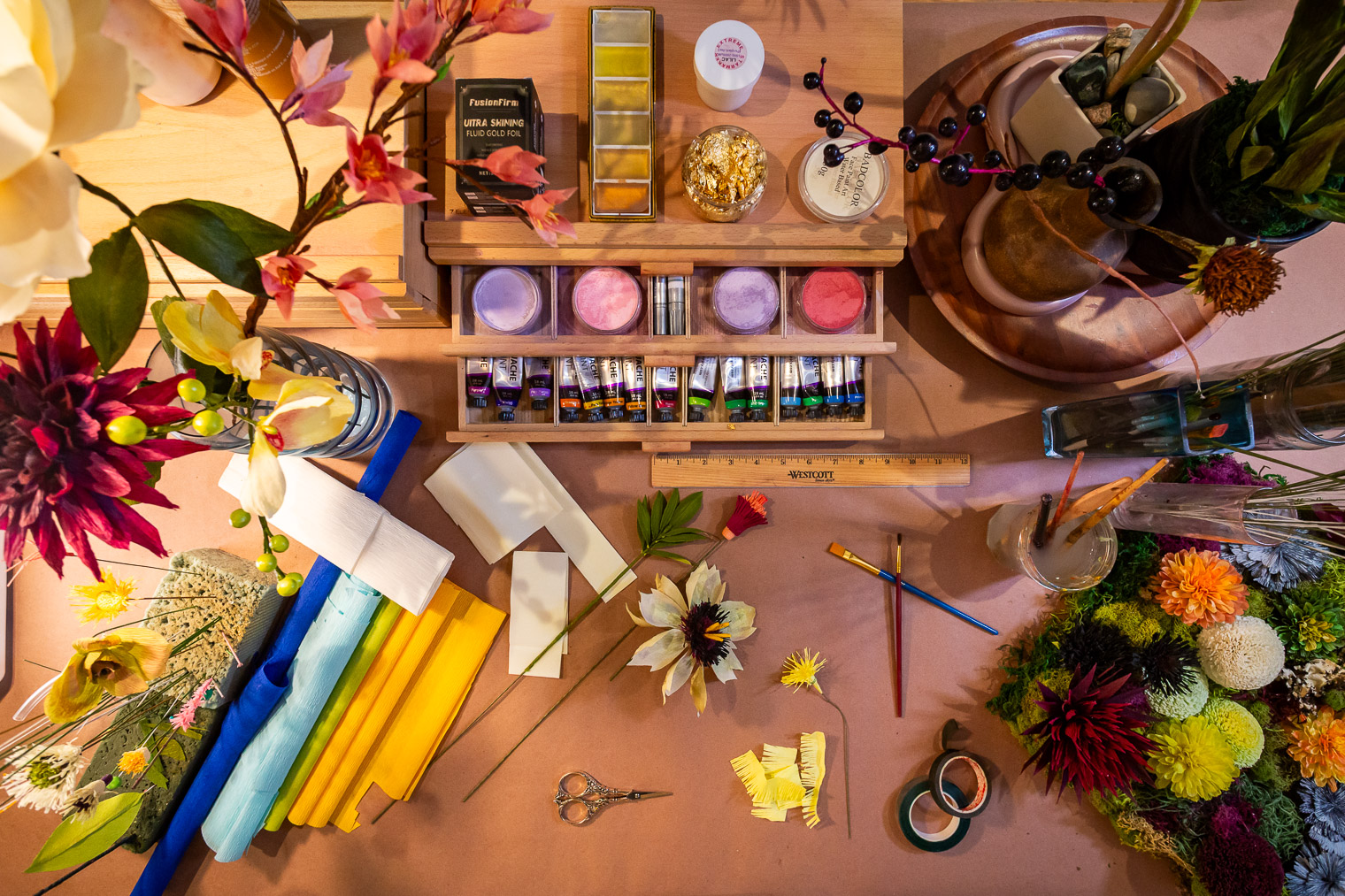 The Everbloom Paper Flowers studio workspace
